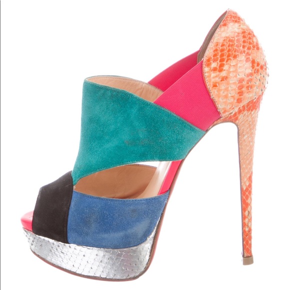 Christian Louboutin Shoes - RARE! Multicolor Platform Heels Sandals 7.5